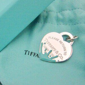 Tiffany & Co. Return to Tiffany RTT Blue Splash Heart Tag Charm Pendant LG
